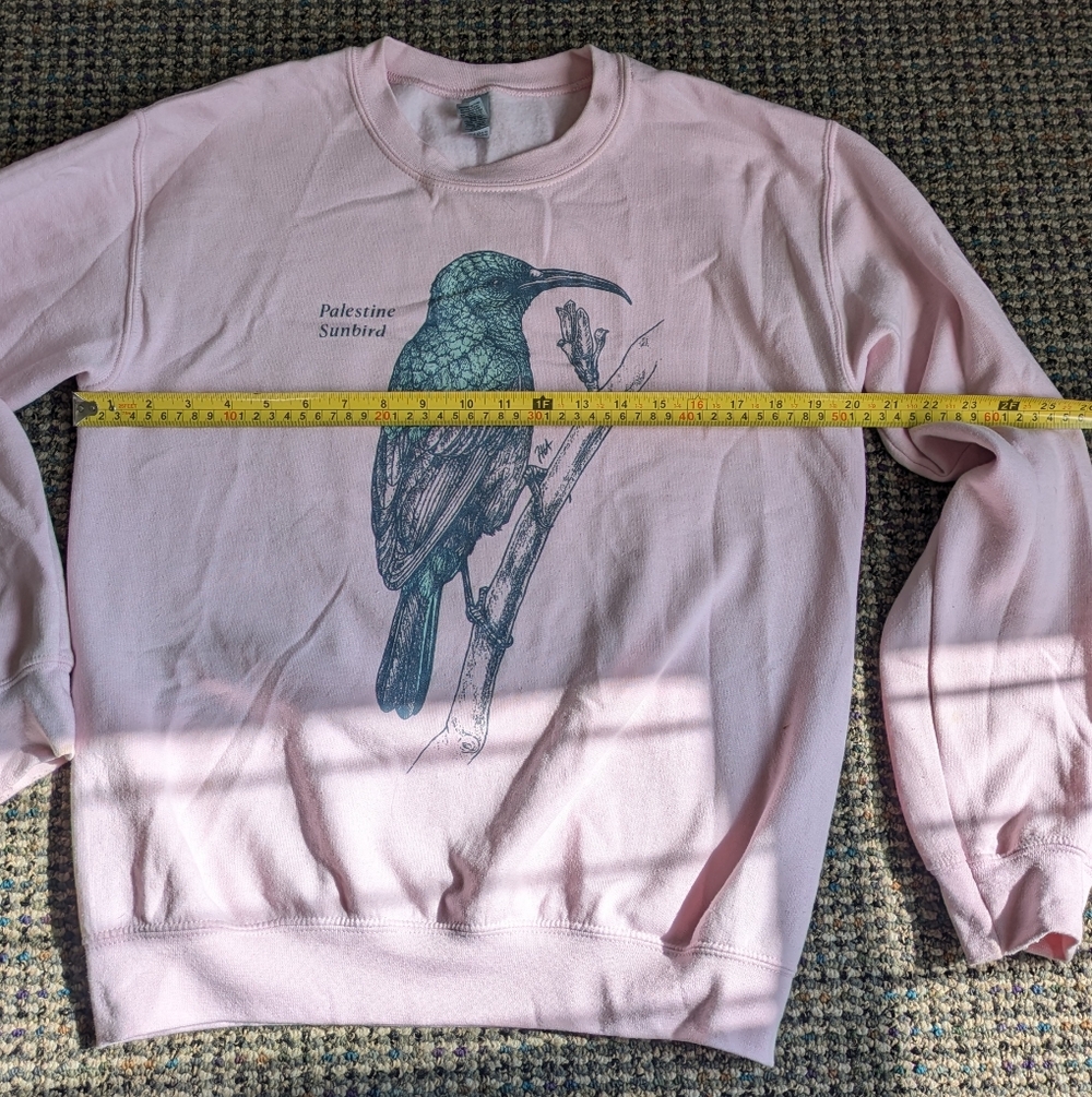 Palestine Sunbird 🇵🇸 Limited Edition Light Pink Crew Sweatshirt Small/S - Picture 2 of 5
